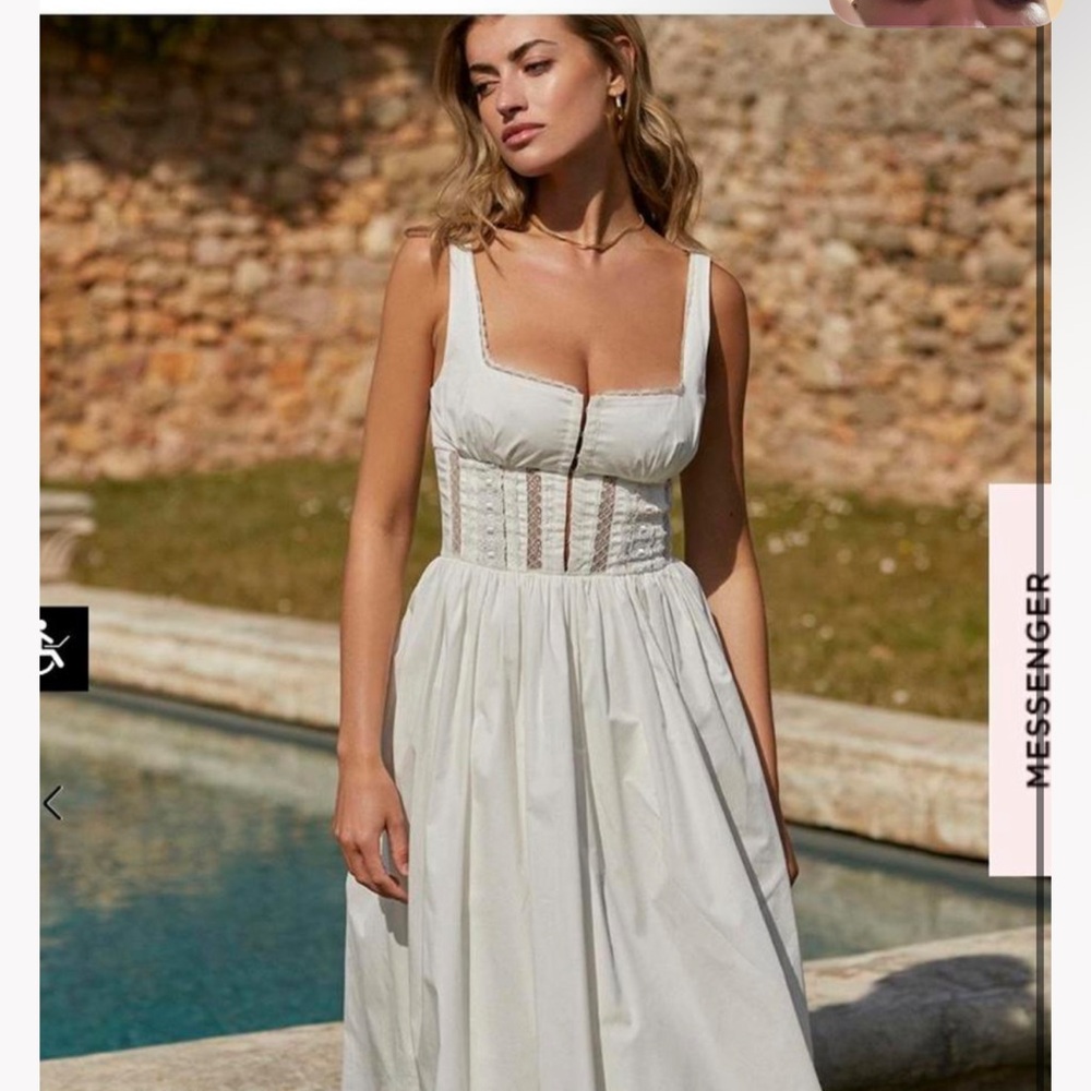 House of CB White Lace Trim Midi Dress